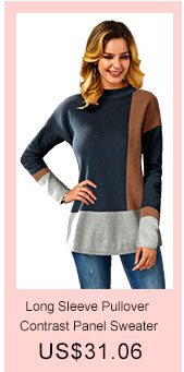 Long Sleeve Pullover Contrast Panel Sweater 