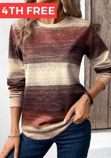 Multi Color Patchwork Tribal Print Long Sleeve Sweatshirt