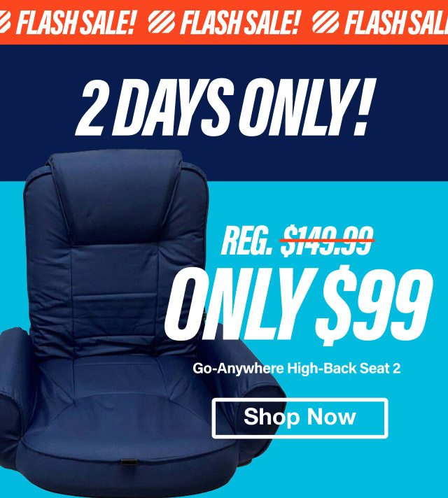 Flash Sale - 2 Days Only! Go-Anywhere High-Back Seat 2 - Regular Price $149.99, Now Only $99 - Shop Now