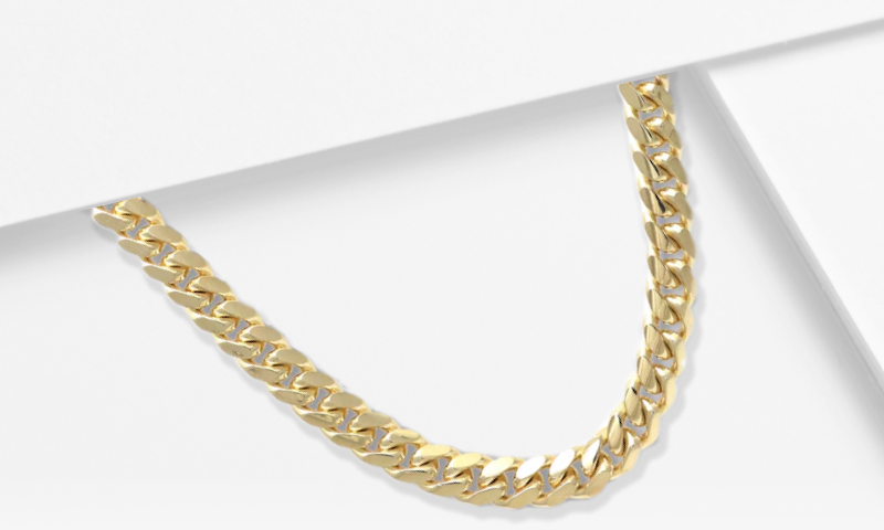 Cuban Chain Necklace Solid 14K Yellow Gold 24''