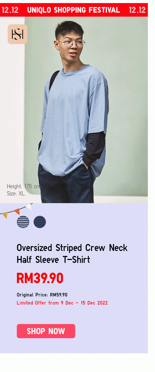 Oversized Striped Crew Neck Half Sleeve T-Shirt