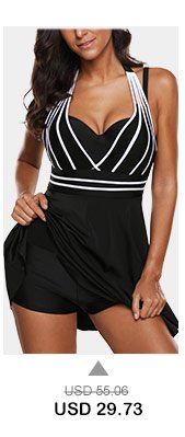 Cutout Back Halter Neck Black Swimdress and Shorts