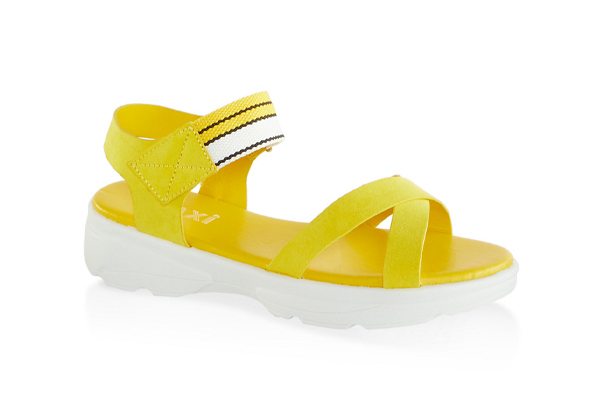 Striped Velcro Strap Sporty Sandals