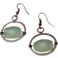 Green Aventurine Antique Brass Earrings