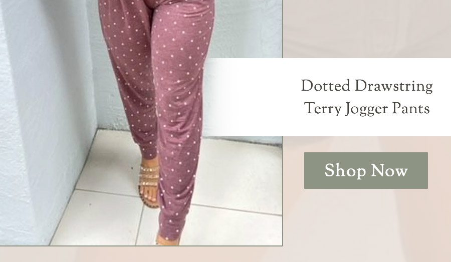 Dotted Drawstring Terry Jogger Pants 