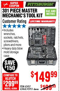 301 Pc Mechanic's Tool Set