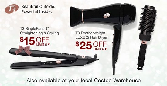 Up to $25 OFF select T3 hair styling products.