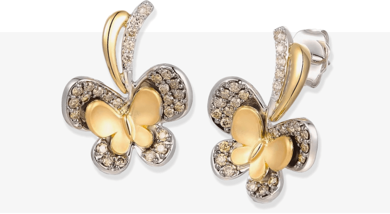 Le Vian Diamond Butterfly Earrings 3/8 ct tw 14K Two-Tone Gold