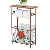 Decorative Poinsettia Toilet Paper and Magazine Holder