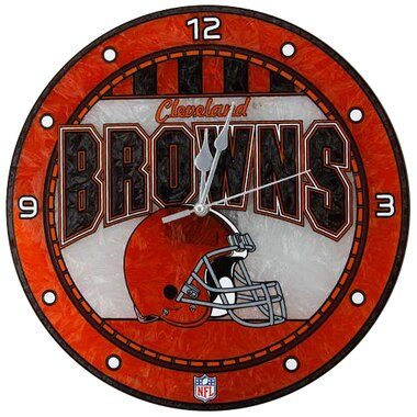 Cleveland Browns 12" Art-Glass Wall Clock