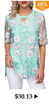 Keyhole Neckline Faux Pearl Embellished Blouse