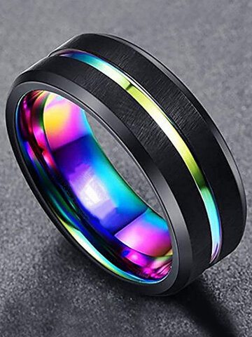 Beveled Edge Slotted Colorful Ring