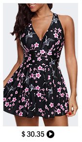 Floral Print Strappy Back Swimdress and Shorts