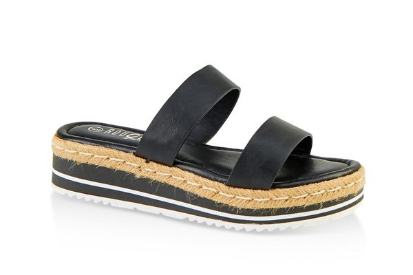 Two Band Espadrille Slide Sandals