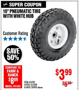 View 10 in. Pneumatic Tire with White Hub