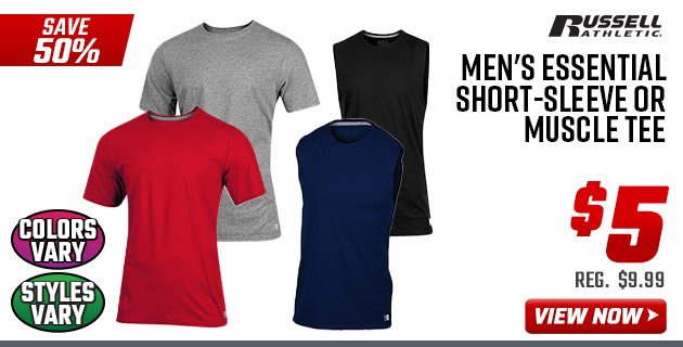 Russell Athletic Men's Essential Short-Sleeve or Muscle Tee