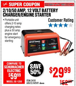 10/2/50 Amp 12V Manual Charger With Engine Start