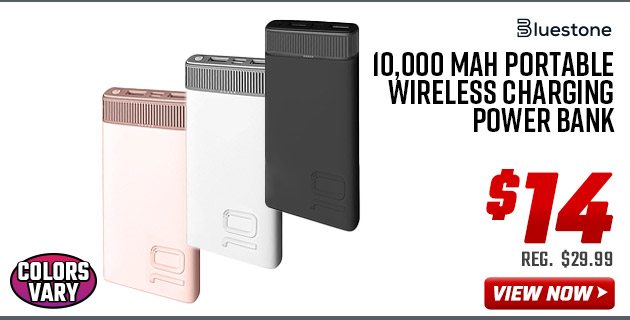 Bluestone 10,000 mAh Portable Wireless Charging Power Bank