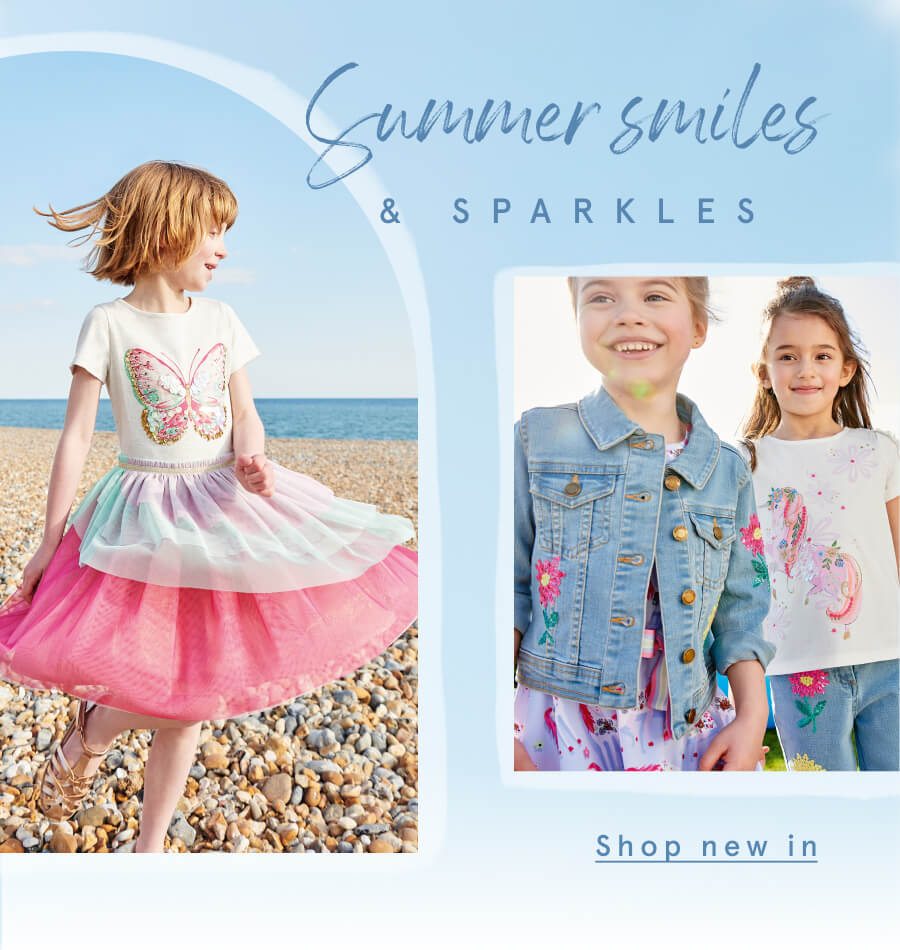 "Copy: Summer smiles & sparkles SHOP NEW IN >"