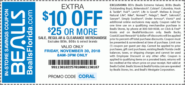 $10 Off $25 or More | Code CORAL | Valid 8AM-3PM | Get Coupon
