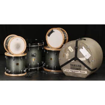 Maple Custom Absolute 5-pc Drum Kit in Grey Sparkle With Wood Hoops, 18x22 BD, 16x18 FT, 14x14 FT, 8x12 RT, 5.5x14 SD