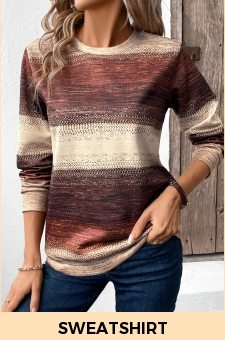 ROTITA Patchwork Tribal Print Multi Color Round Neck Sweatshirt