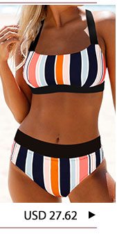 Multicolor Striped Spaghetti Strap Bikini Set
