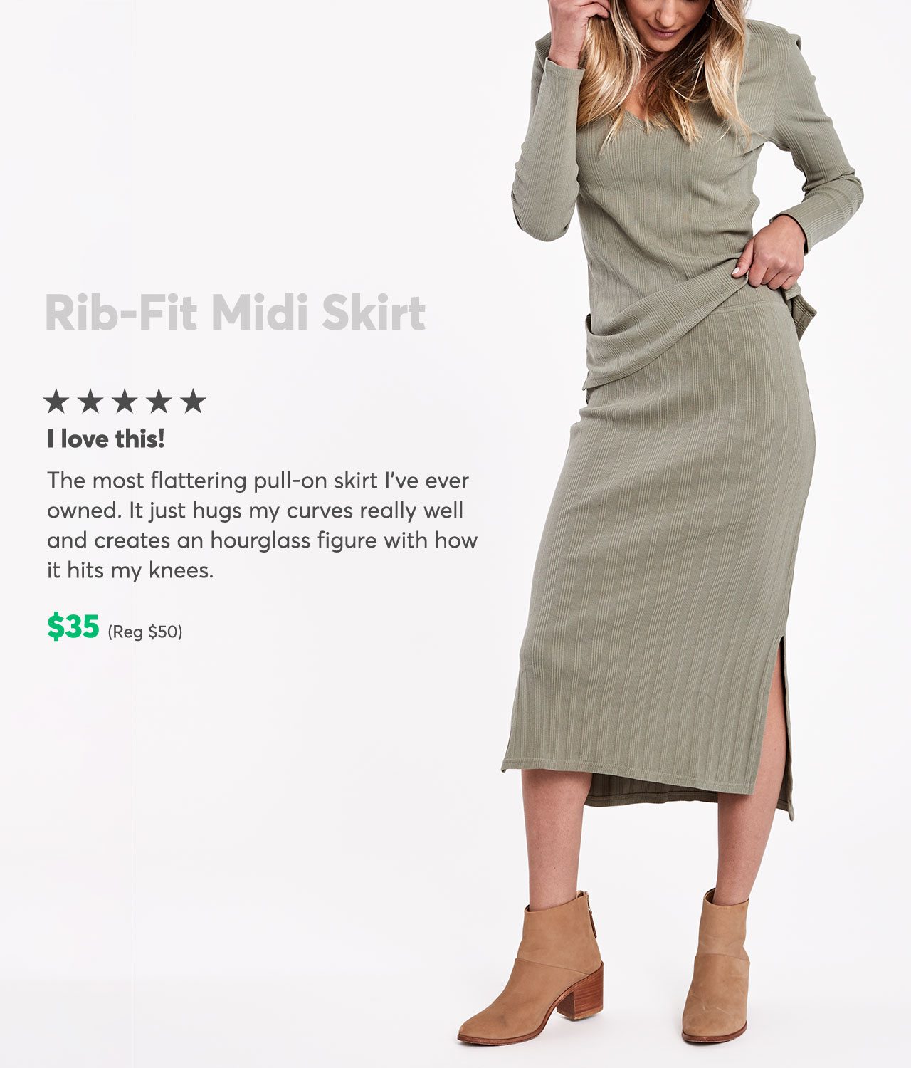Rib-Fit Midi Skirt $35
