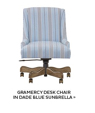 Gramercy Desk Chair in Dade Blue Sunbrella