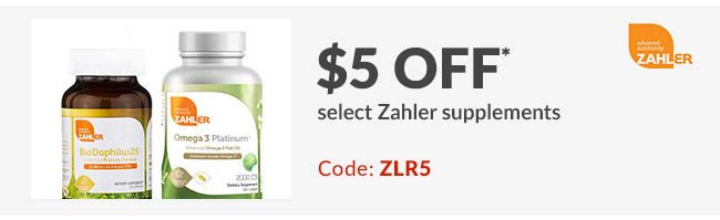 $5 off* select Zahler supplements