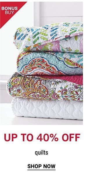 Bonus Buy - Up to 40% off quilts. Shop Now.