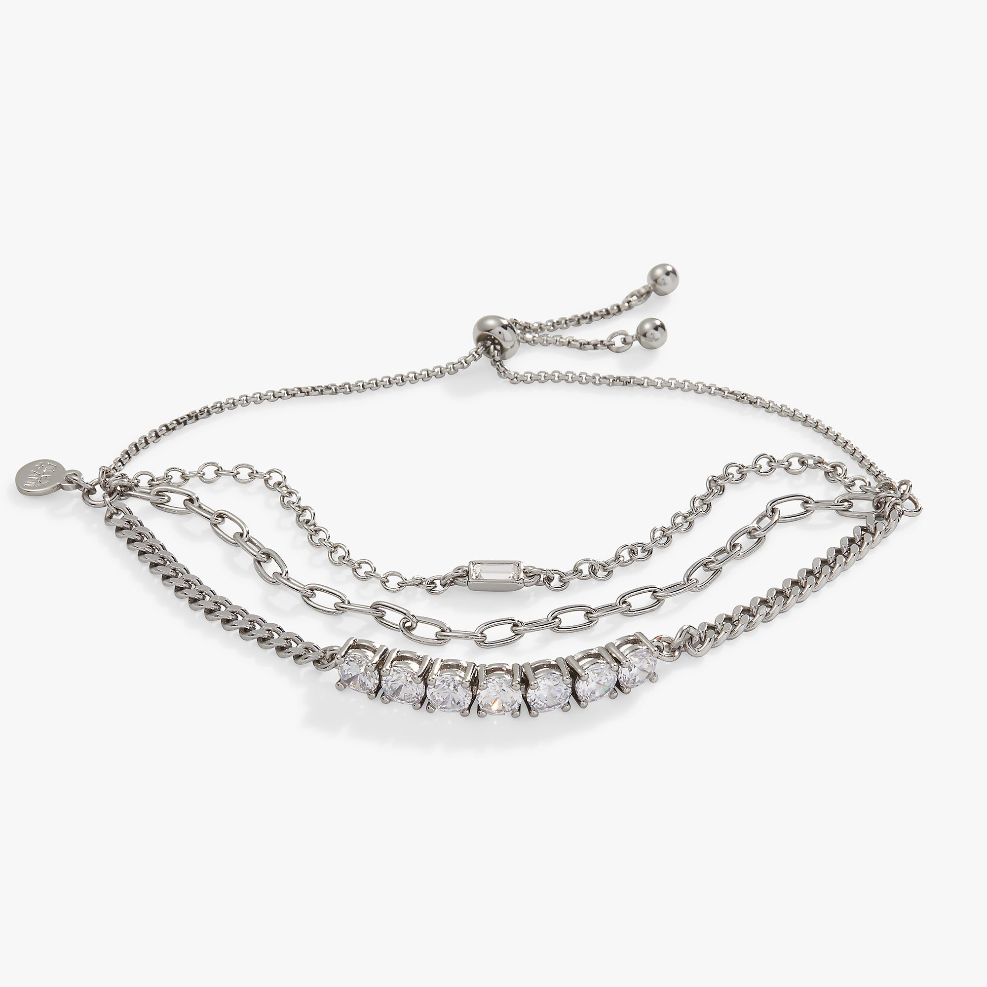 Layered Bolo Stack Bracelet, Cubic Zirconia