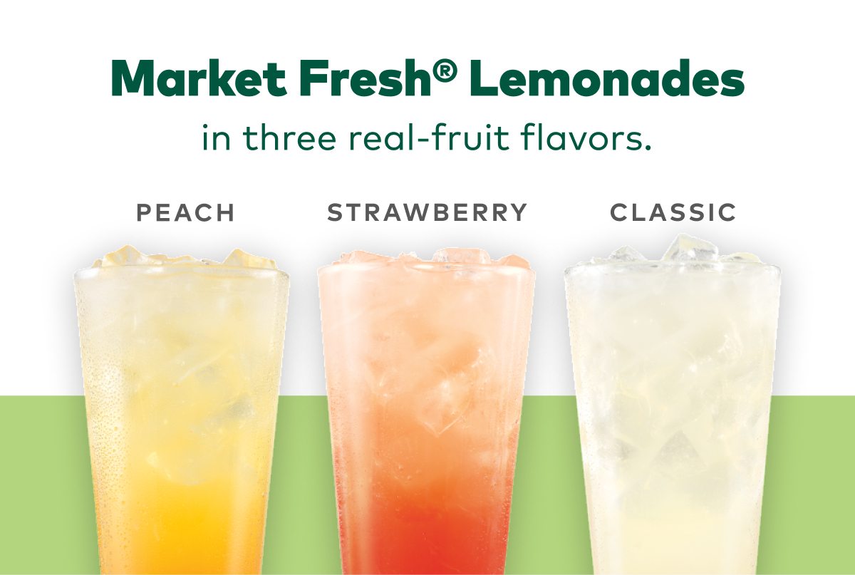 Market Fresh Lemonades in three real-fruit flavors.