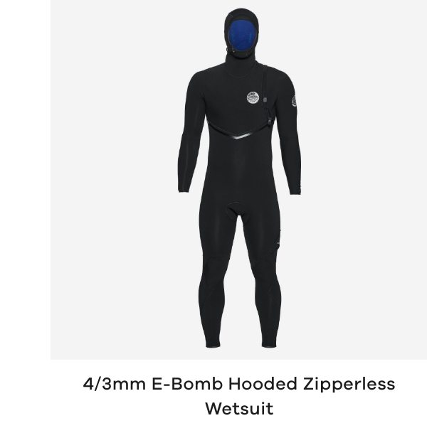 Rip Curl 4/3mm E Bomb Hooded Zipperless Wetsuit