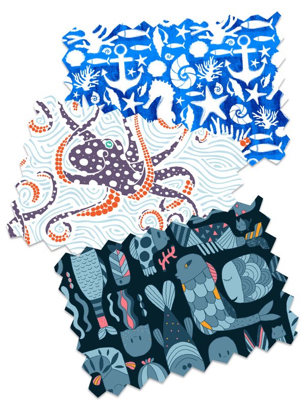 Swatches of Animals of the Ocean Designs - Vote Now