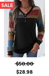 Multi Color Patchwork Striped Long Sleeve T Shirt