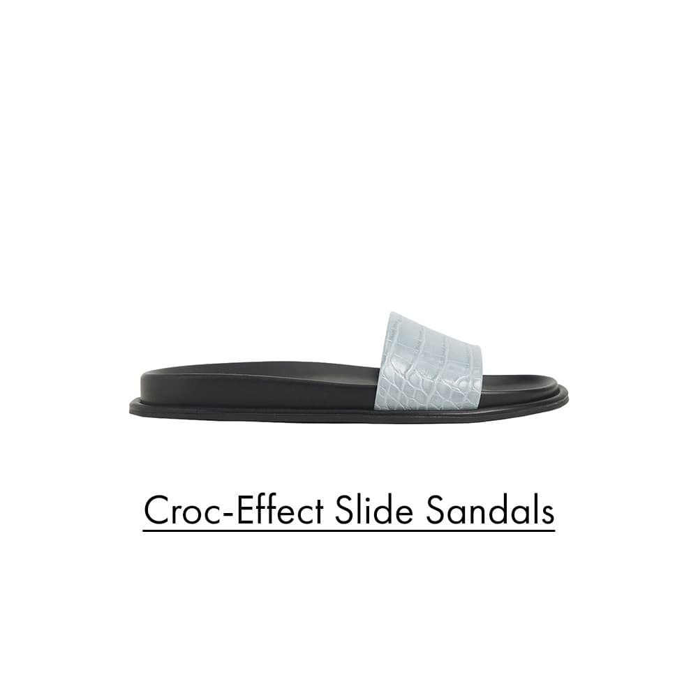 Croc-Effect Slide Sandals