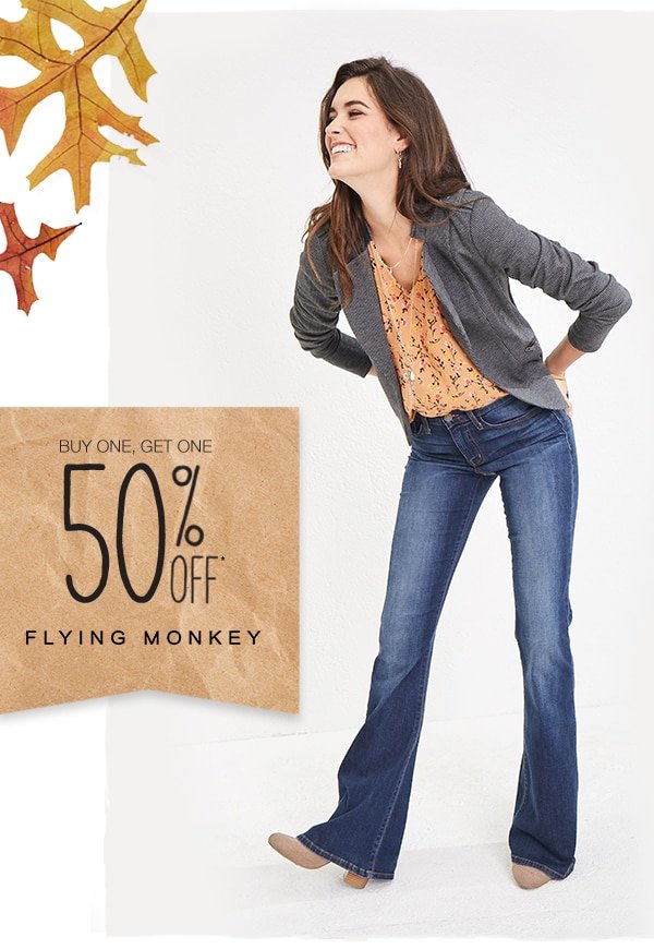 Buy one, get one 50% off* Flying Monkey Jeans