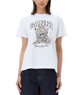 White Basic Jersey Leopard Relaxed Tee