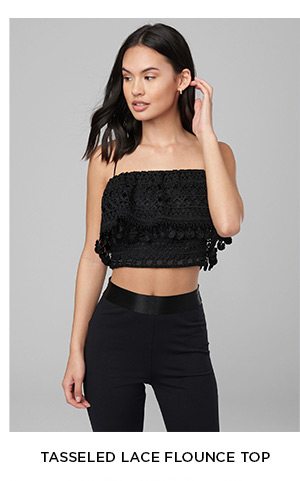 TASSELED LACE FLOUNCE TOP