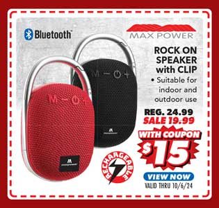 Max Power Rock On Bluetooth Speaker with Clip