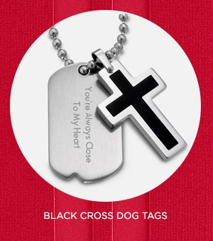 Black Cross Dog Tags with Free TriTone Valet Box