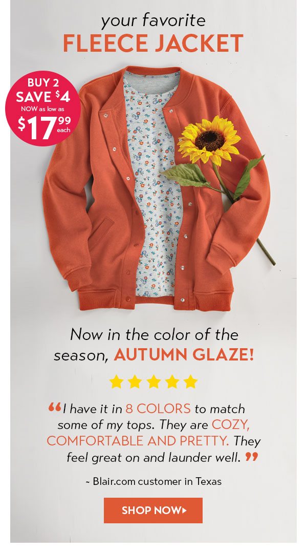 Women's Fleece Jacket now in Autumn Glaze