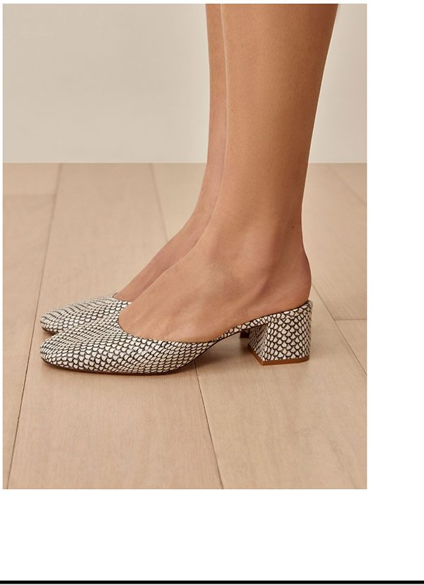 Marina Block Heel Mule Spotted Snake