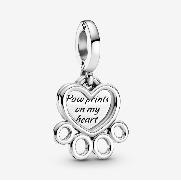 Hearts & Paw Print Dangle Charm