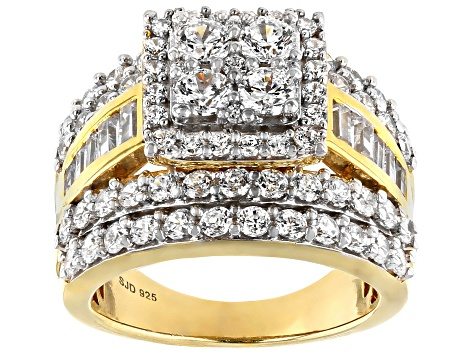 White Cubic Zirconia 18k Yellow Gold Over Sterling Silver Ring 6.25ctw