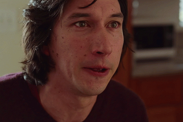  a giph animation of adam driver and Scarlett Johansson crying and fighting in a marriage story