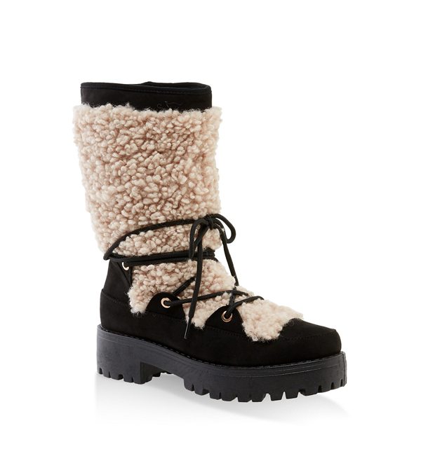 Sherpa Lace Up Boots