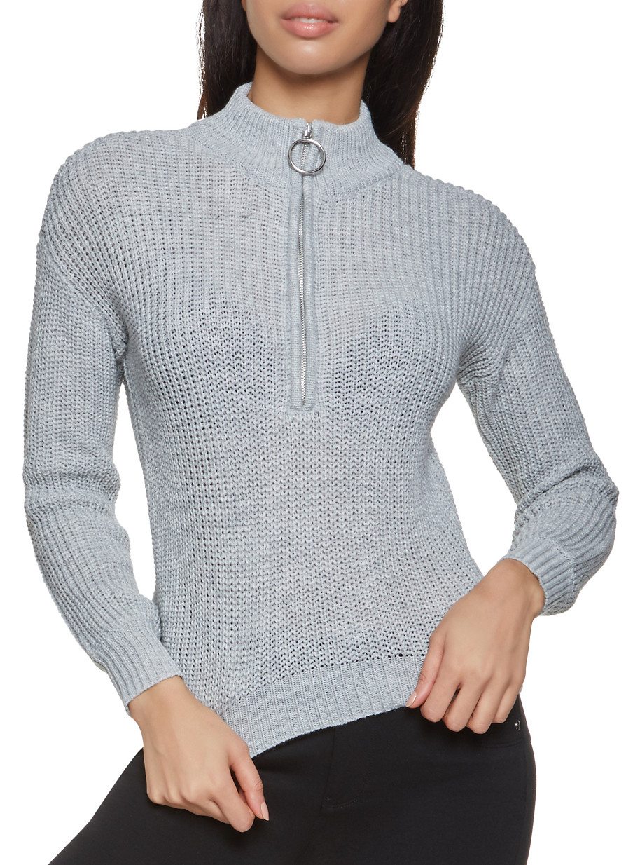 Zip Neck Knit Sweater