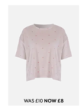 Womens Cream Heart Print Fleece Pyjama Top